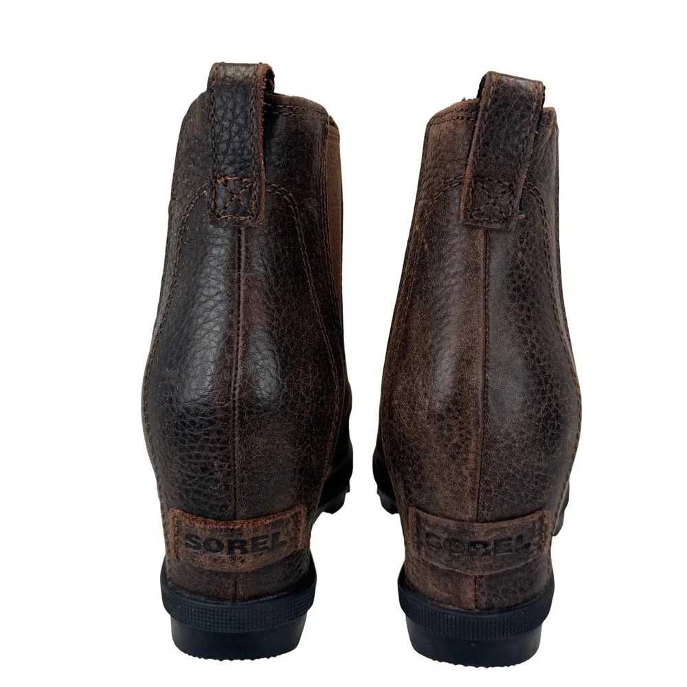Sorel Joan of Arctic Wedge II Chelsea Boot Leather‎ Brown Burnt Henna Womens 7